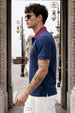 Navy Contrast Collar Regular Fit Exclusive Pique Lycra Polo T-Shirt