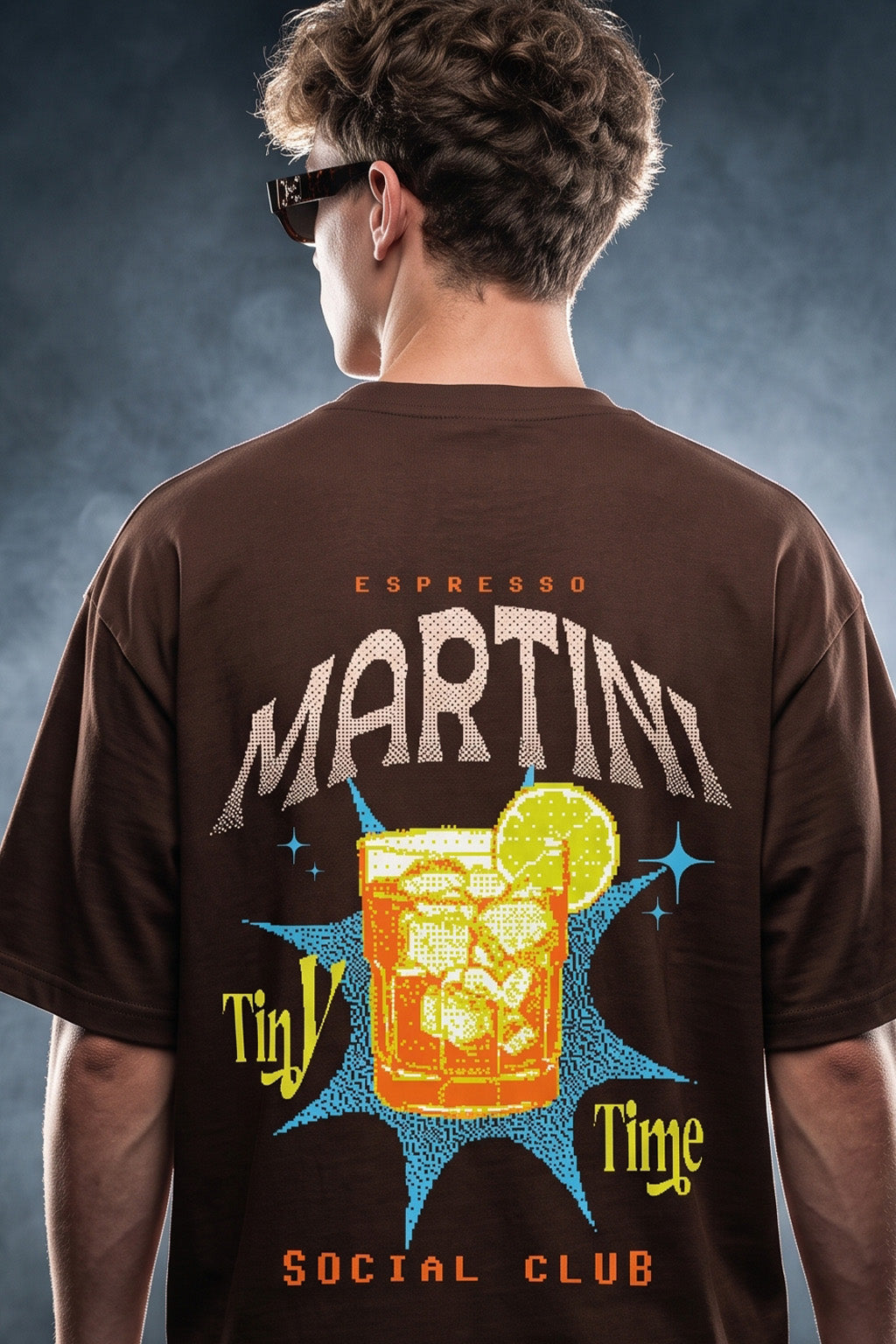 Martini Brown Oversized Printed T-shirt