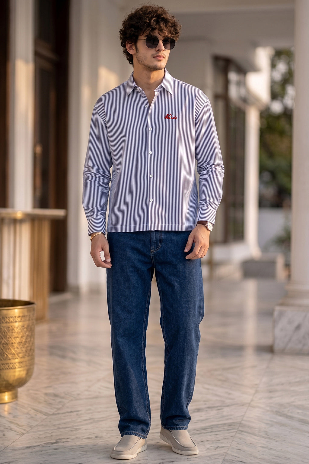 Azure Stripe Blue Boxy Fit Full sleeve Exclusive Shirt