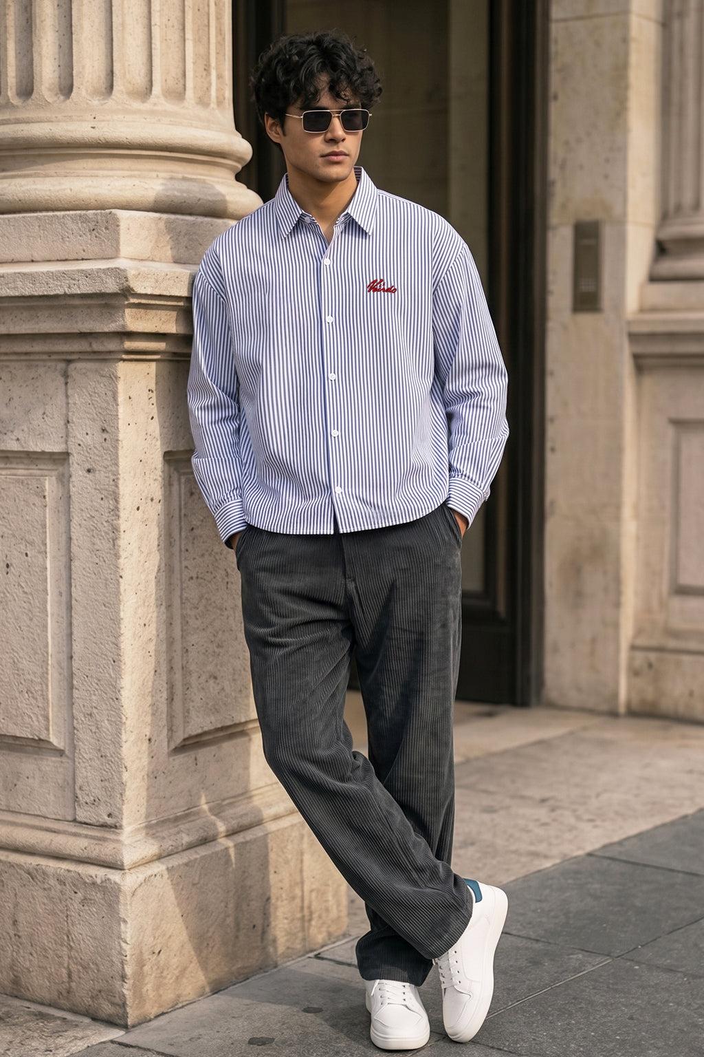 Azure Stripe Blue Boxy Fit Full sleeve Exclusive Shirt