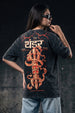 इंद्र थंडर Black Acid Washed Puff Printed Exclusive T-shirt Epic Collection For Women