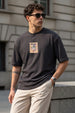 Cosmic Dark Grey Oversized Textured T-shirt