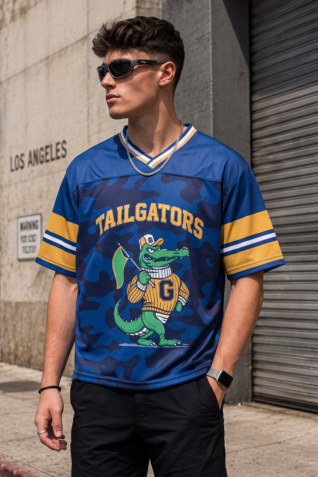Tailgators Royal Blue Varsity Collar Oversized T-Shirt