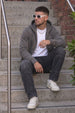 Grey Ribbed Cuff Regular Fit Zip-Up Hoodie