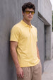 Yellow Interlock Plain Regular Fit Button Polo T-shirt