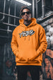 Hustle Orange Oversized Back Graphic Printed Hoodie