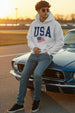 USA White Front Graphic Printed Oversized Hoodie