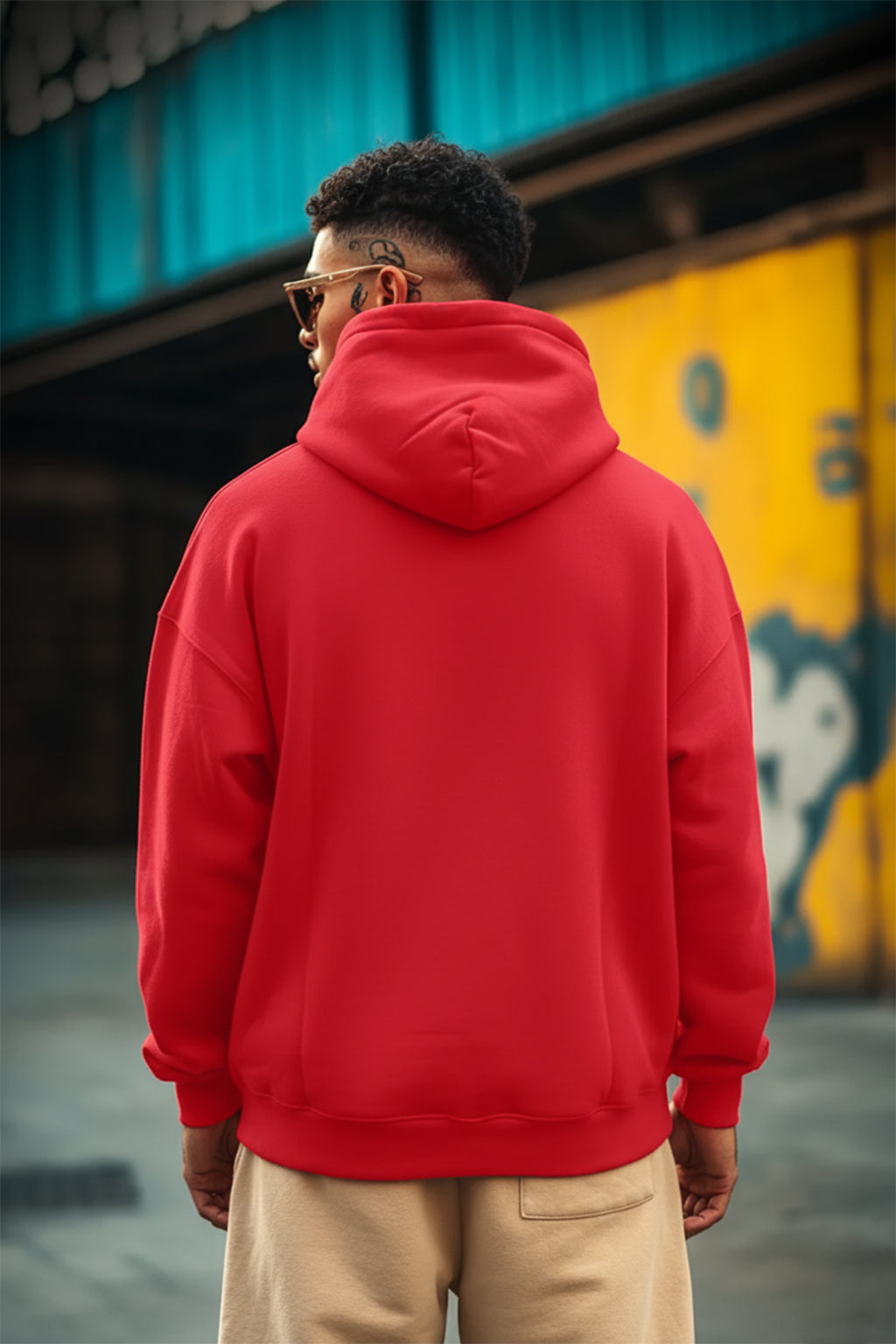 Go Veirdo Magenta Pocket Printed Oversized Hoodie