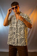 White & Black Camp Collar All Over Print Oversized Exclusive Shirt
