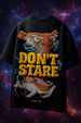 Don't Stare Black Oversized Puff Printed Exclusive T-shirt
