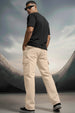 Beige Pure Woven Straight Fit 5 Pocket Cargo
