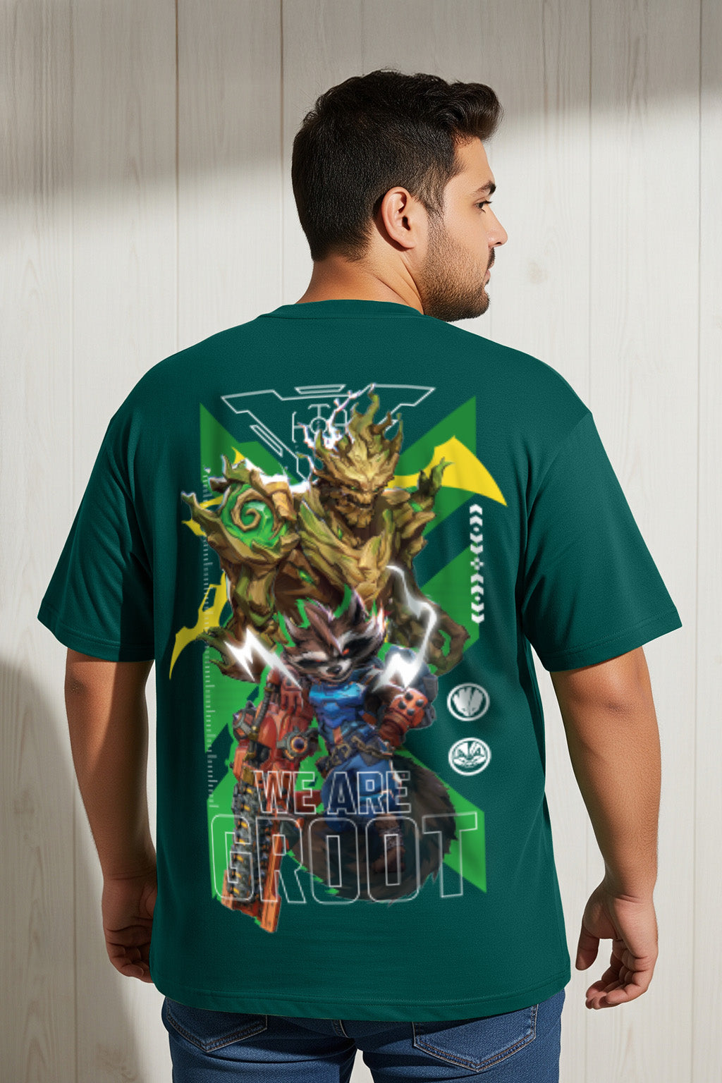 Groot Green Graphic Printed Plus Size T-shirt