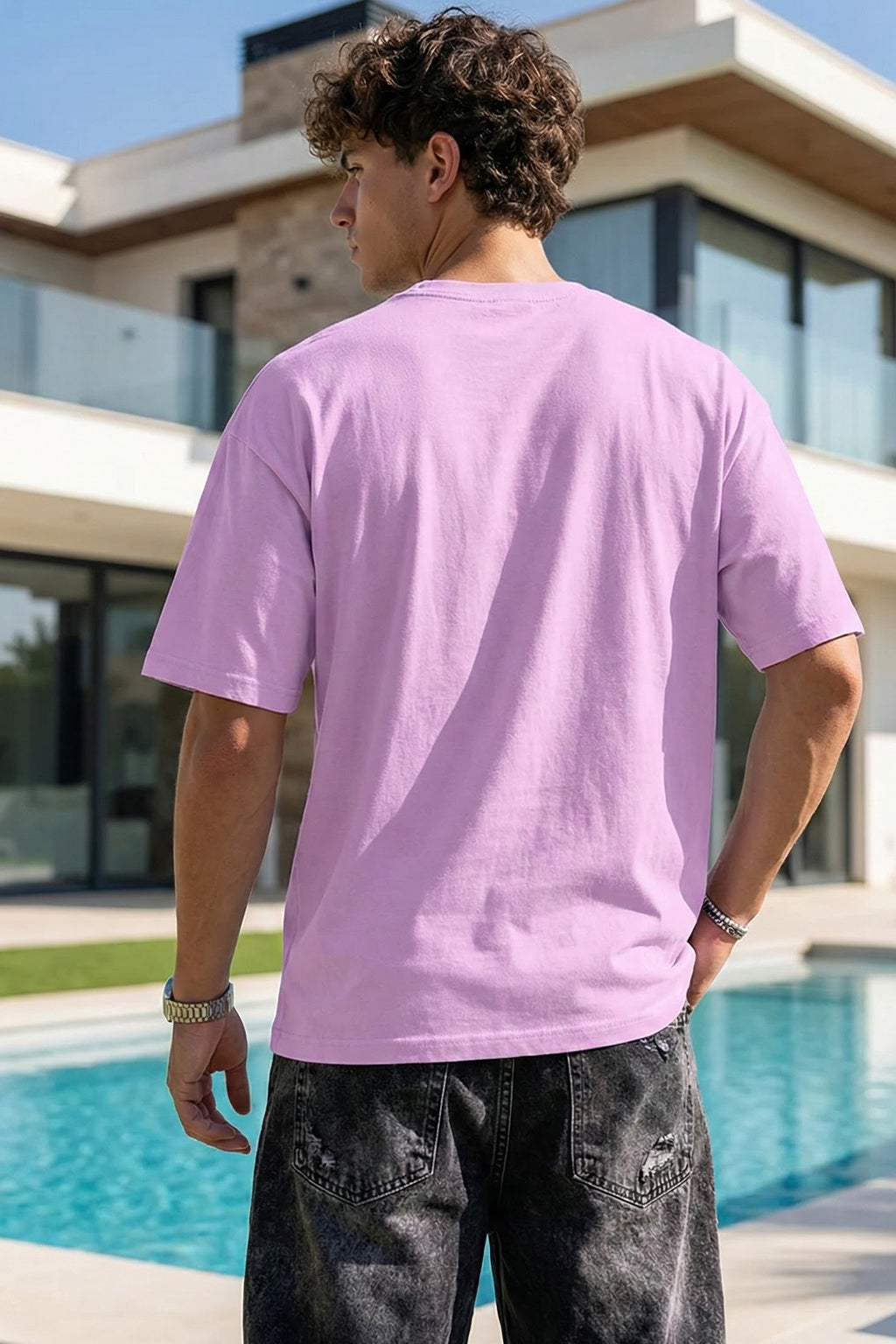 Lilac Plain Oversized T-shirt