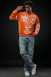 Veirdo Orange Flat knit Printed Regular Fit Sweatshirt