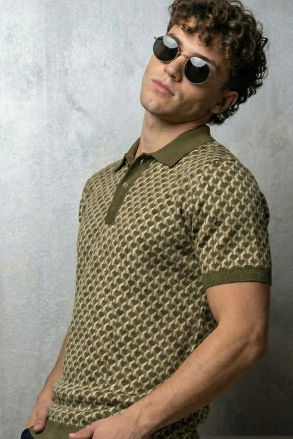 Olive Jacquard Textured Regular Fit Exclusive Polo T-Shirt