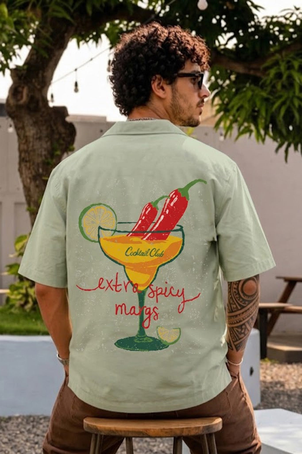 Extra Spicy Fogg Green Oversized Printed Exclusive Shirt