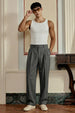 Grey Tailored High-Waist Formal Wide-Leg Korean Pant