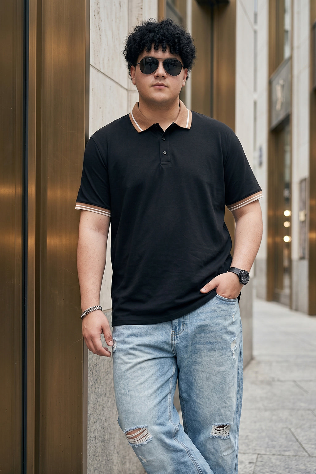 Black Plus Size Polo T-shirt