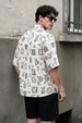Sketchbook White All Over Printed Oversized Exclusive Shirt