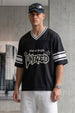 Unfazed Black Varsity Collar Oversized T-Shirt