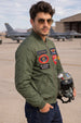 Altitude Olive Green Multi-Patch Detailed Full Sleeve Zip-Up Pilot Jacket