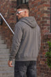 Grey Ribbed Cuff Regular Fit Zip-Up Hoodie