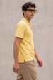 Yellow Interlock Plain Regular Fit Button Polo T-shirt