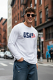 USA White Full Sleeves Regular Fit Printed T-shirt