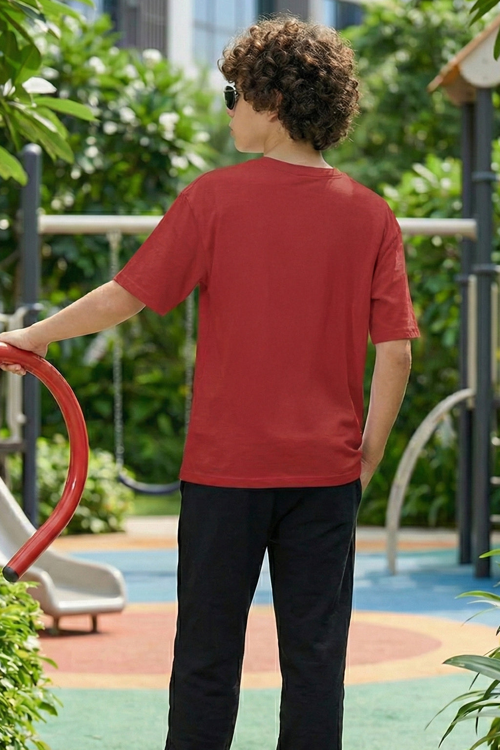 Wild Free Red Oversized Graphic Printed Boys T-shirt