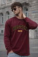 Boston Maroon Full Sleeves Regular Fit Printed T-shirt