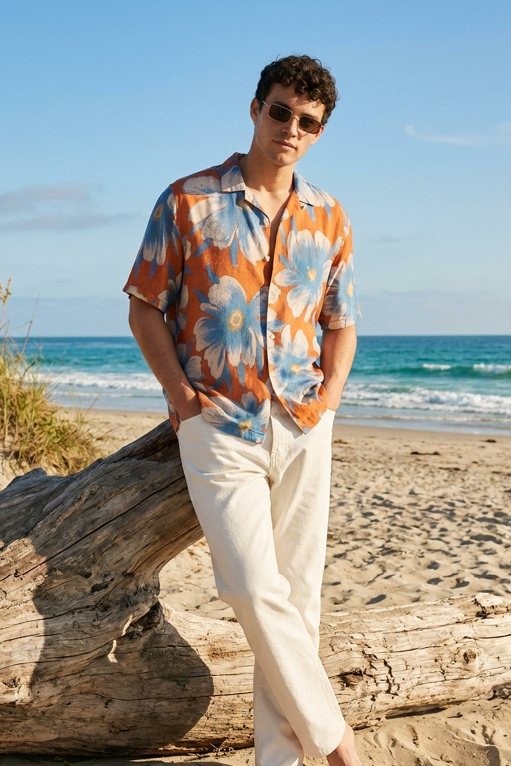 Seaside Floral Red All Over Print Oversized Exclusive Shirt