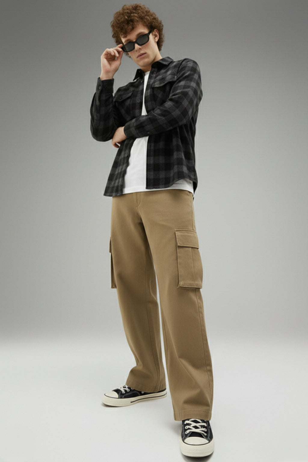Beige Flap Pocket Woven Exclusive Cargo Pant
