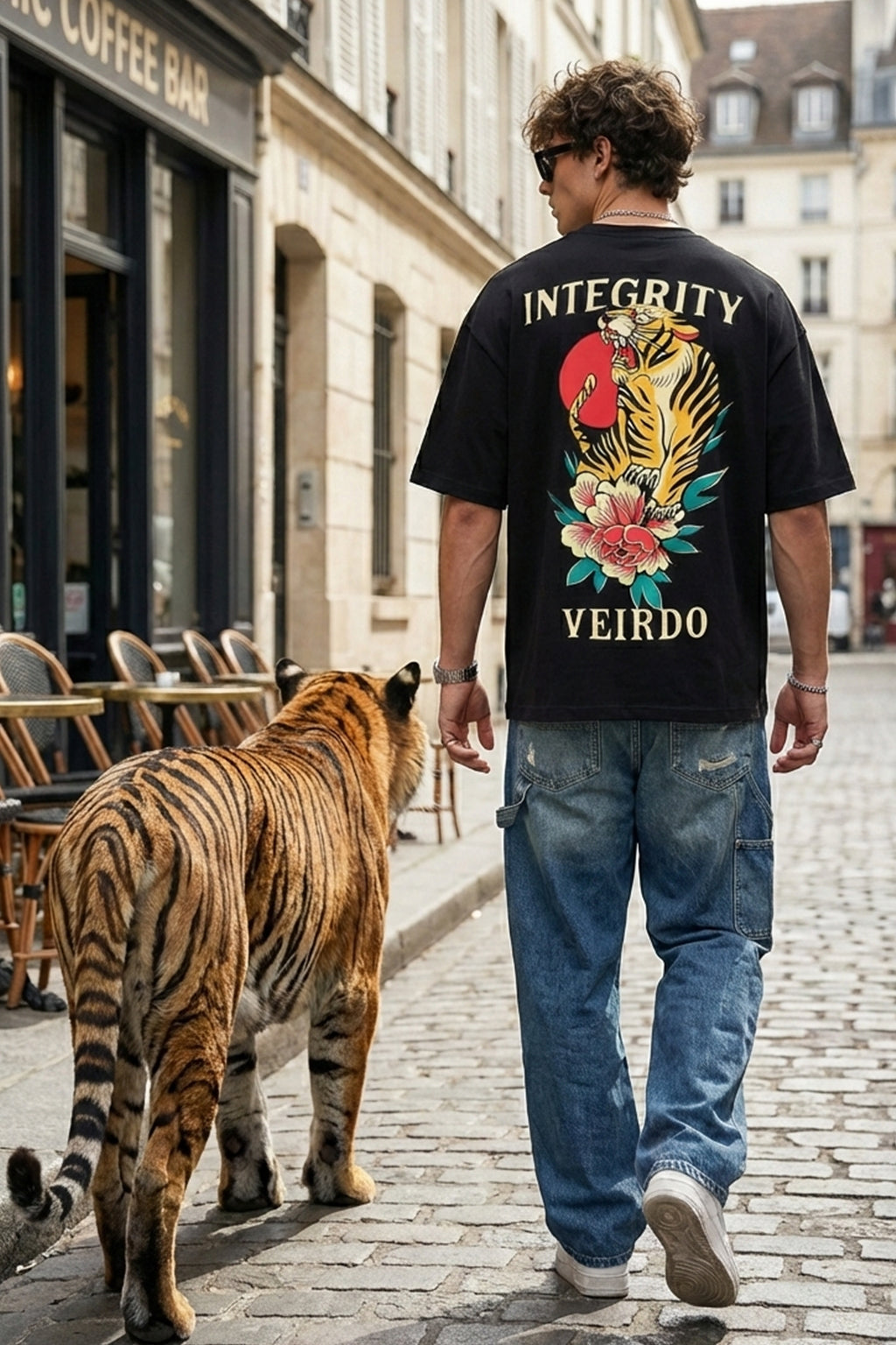 Integrity Black Oversized Back Graphic Printed T-shirt