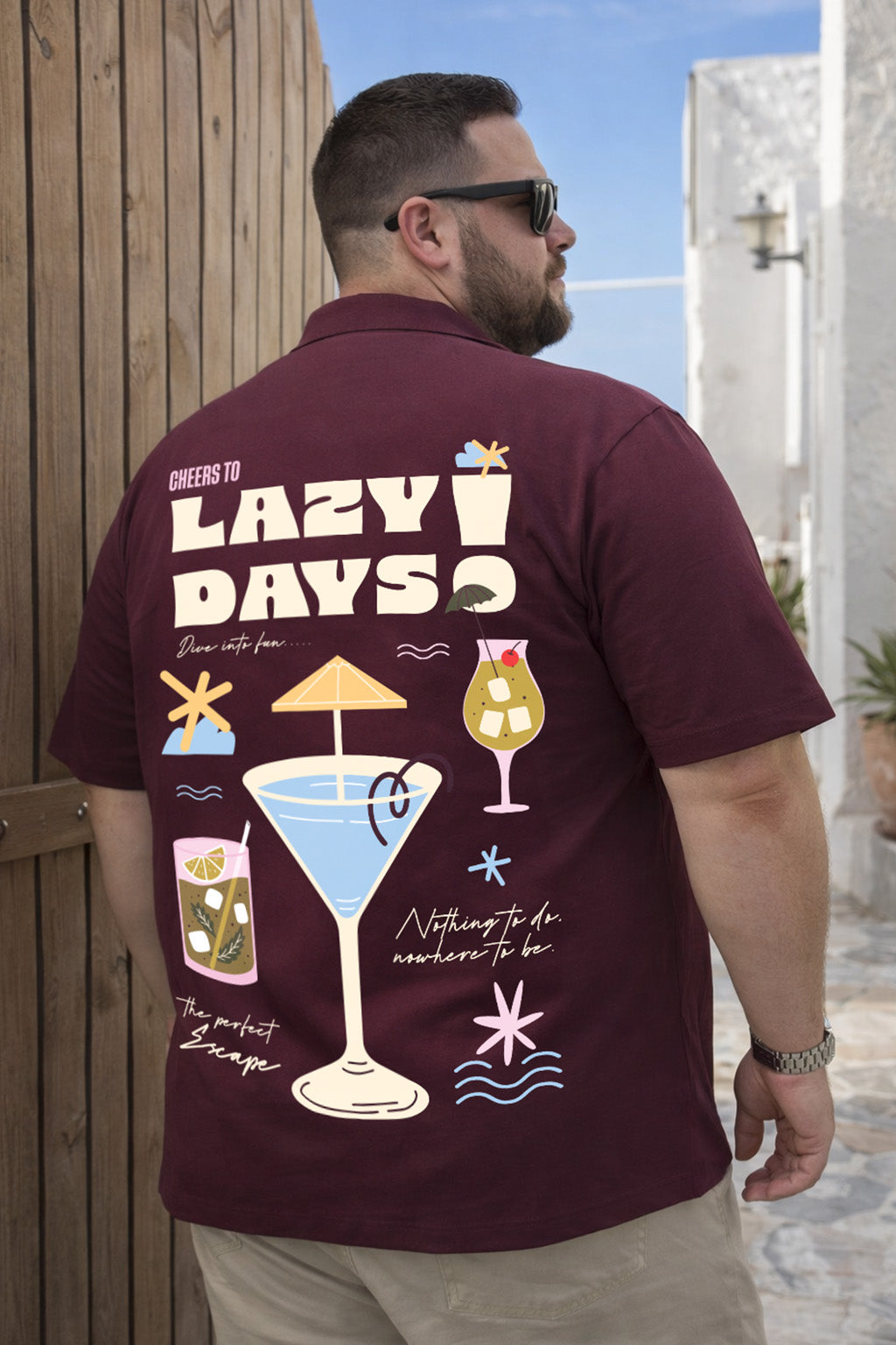 Lazy Days Brown Plus Size Printed Exclusive Shirt