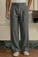 Grey Tailored High-Waist Formal Wide-Leg Korean Pant