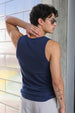 Navy Plain Regular FIt Gym Vest