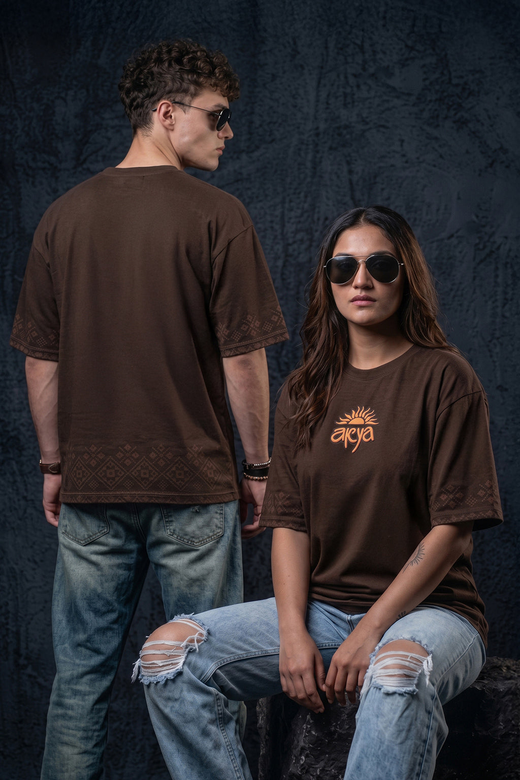 आर्य Brown Puff Printed Exclusive T-shirt Epic Collection For Women