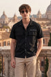 Black Utility Twill Cropped Short-Sleeve Exclusive Shirt