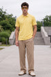 Yellow Interlock Plain Regular Fit Button Polo T-shirt