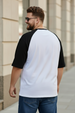 Veirdo Original White & Black Raglan Sleeve Graphic Printed Plus Size T-shirt
