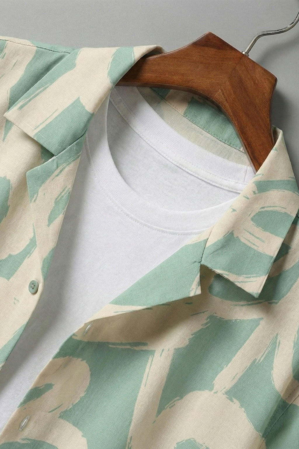 Coastal Canvas Beige All Over Print Oversized Exclusive Shirt