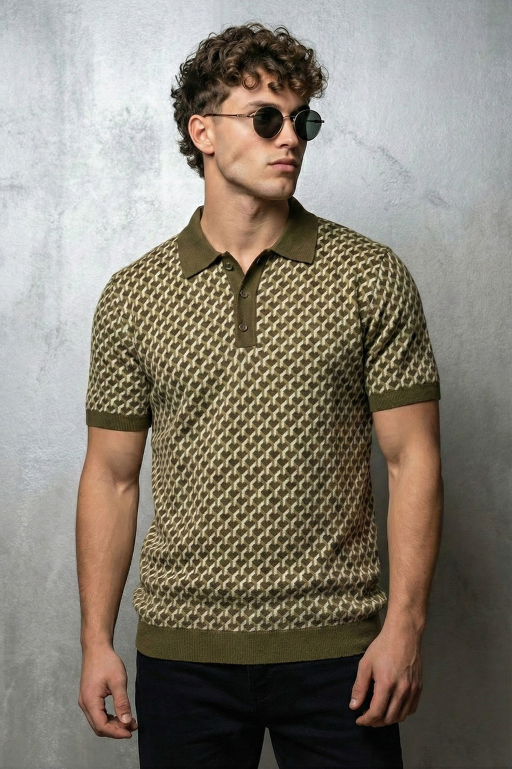 Olive Jacquard Textured Regular Fit Exclusive Polo T-Shirt