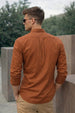 Rust Plain Regular Fit Chinese Collar Full Sleeve Exclusive Shirt