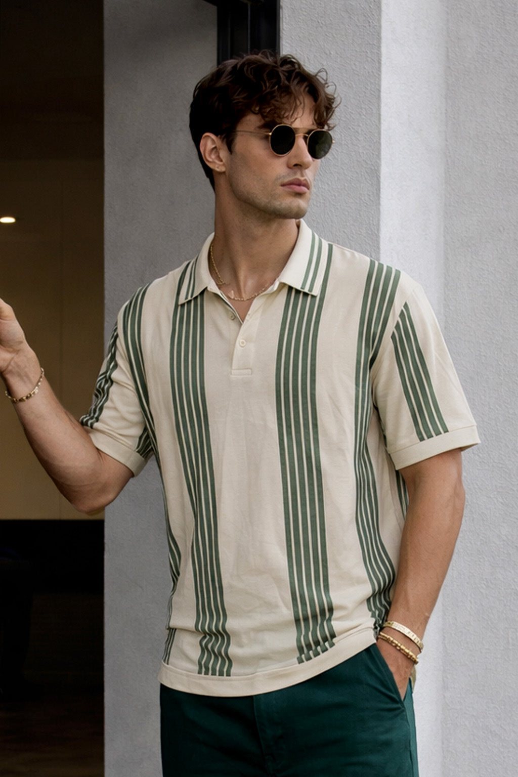 Monaco Line Swanwhite Flatknit Textured Regular Fit Exclusive Polo T-Shirt