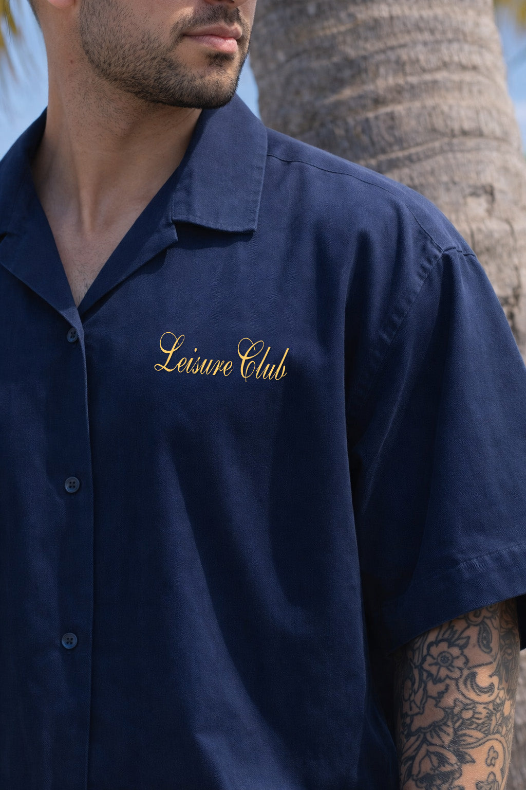 La VIta Navy Oversized Printed Exclusive Shirt