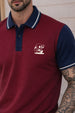 Skull Maroon Contrast Stripped Collar Economic Regular Fit Pique Polo