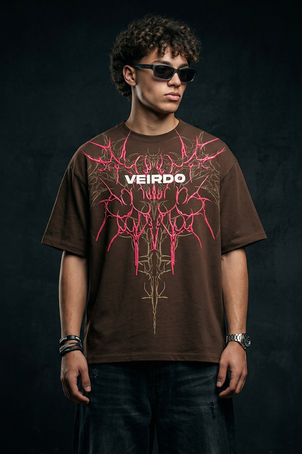 Veirdo Brown Silicon Printed Exclusive T-shirt Supreme Edition