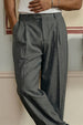 Grey Tailored High-Waist Formal Wide-Leg Korean Pant