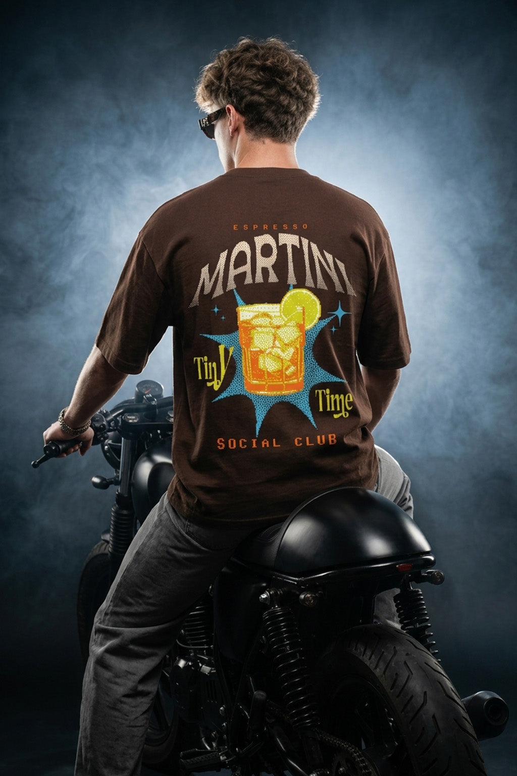 Martini Brown Oversized Printed T-shirt