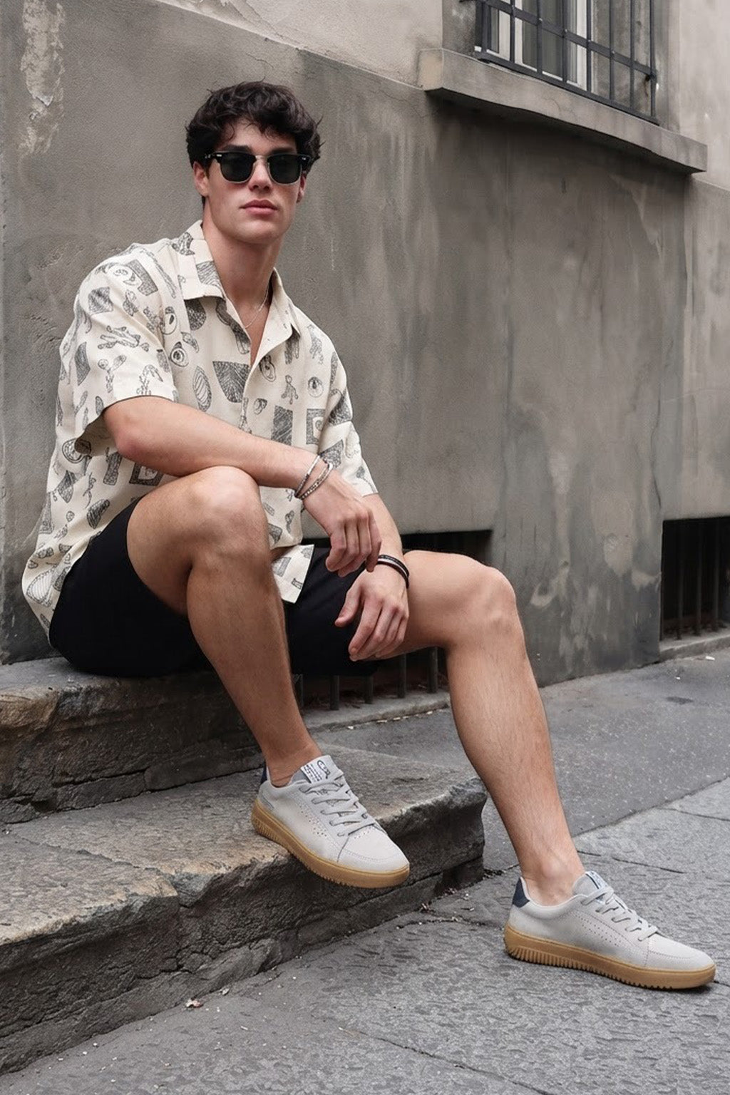 Sketchbook White All Over Printed Oversized Exclusive Shirt